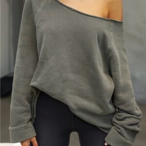 Joah Brown Off-Shoulder sweatshirt washed safe French terry